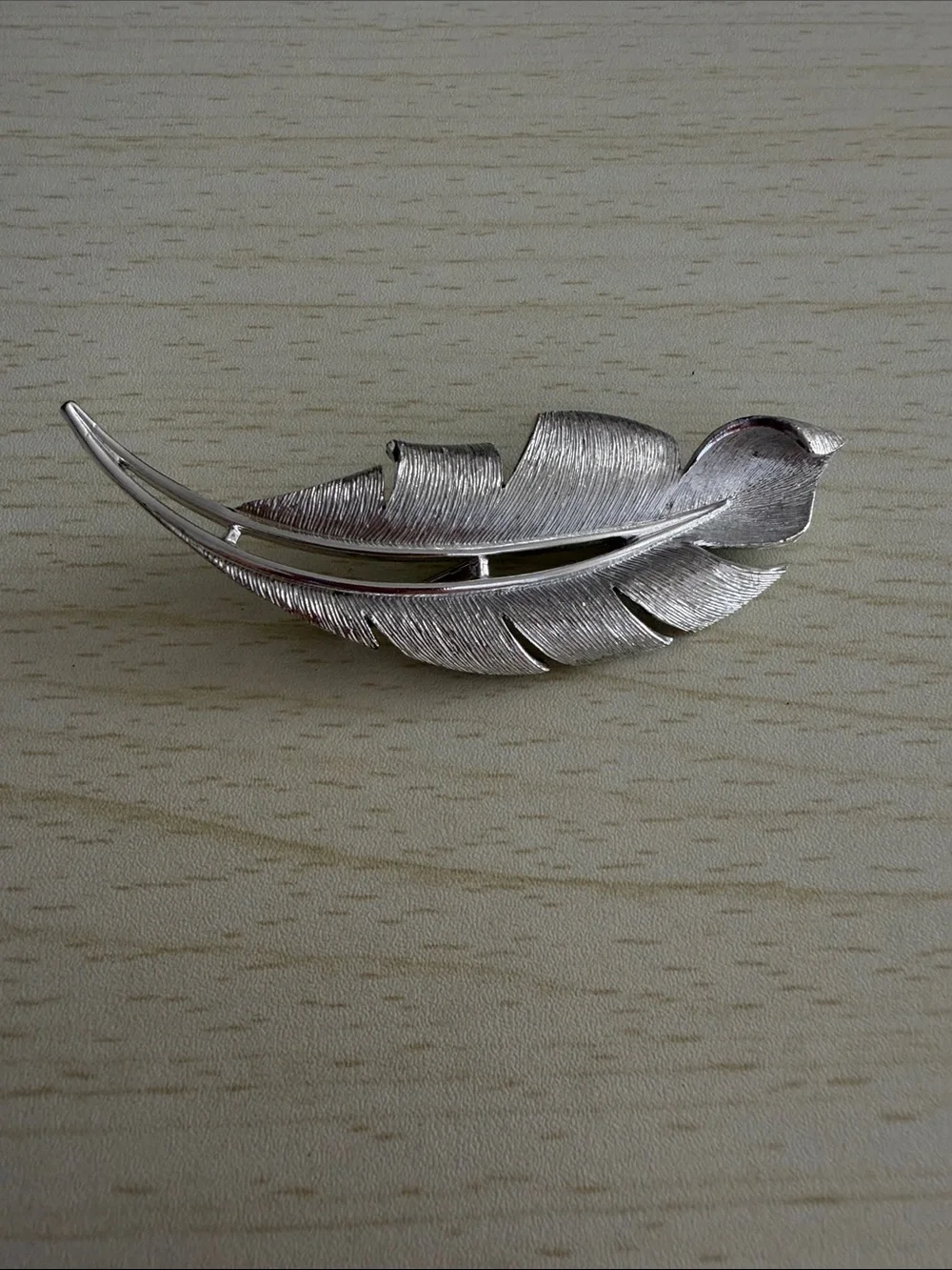 Emmons Vintage Silver Feather Brooch Pin - Elegant Women Accessories